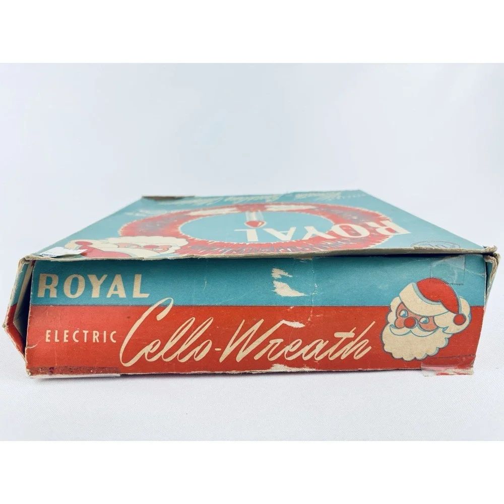 Vintage Royal Electric Wreath of Red Sparkling Cellophane Light Christmas Works!